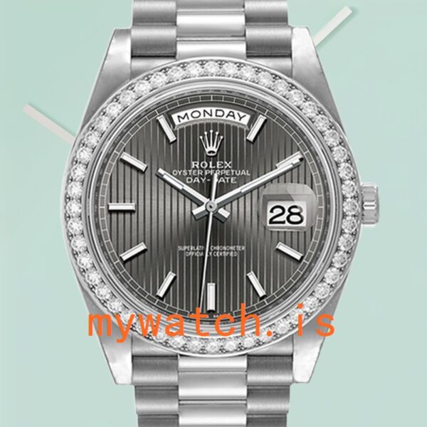 Rolex Day-Date Mens 40mm 228349RBR-0008 Automatic Silver-tone: Genuine vs. Replica Analysis